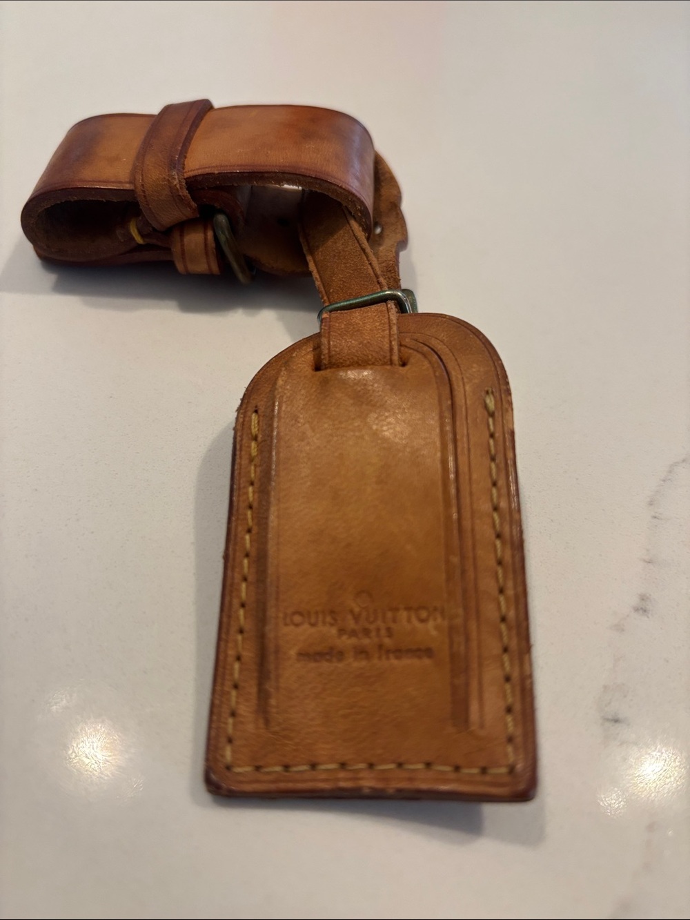 Louis Vuitton Cognac Leather Luggage Tag